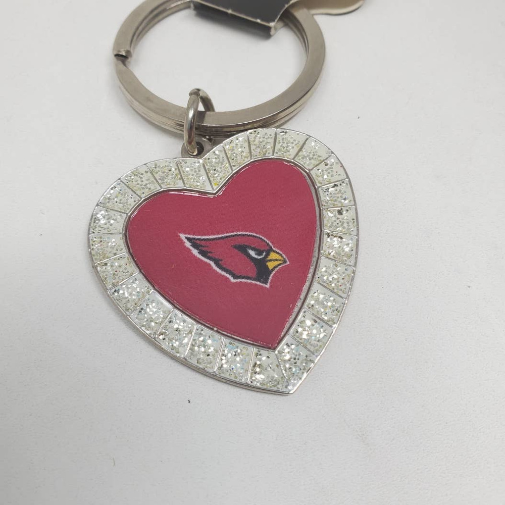 Rico Industries NFL Metal Rhinestone Heart Keychain - Arizona Cardinals